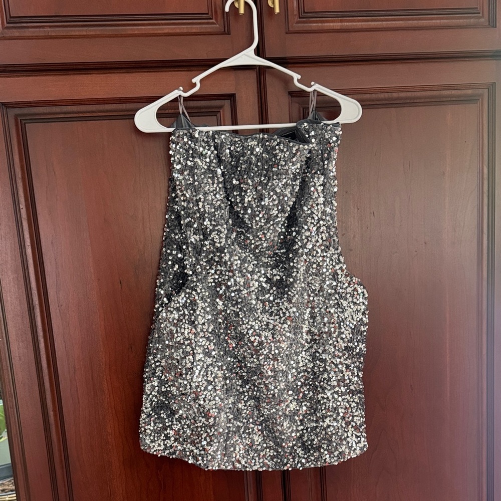 Sequin strapless Bardot dress NWT